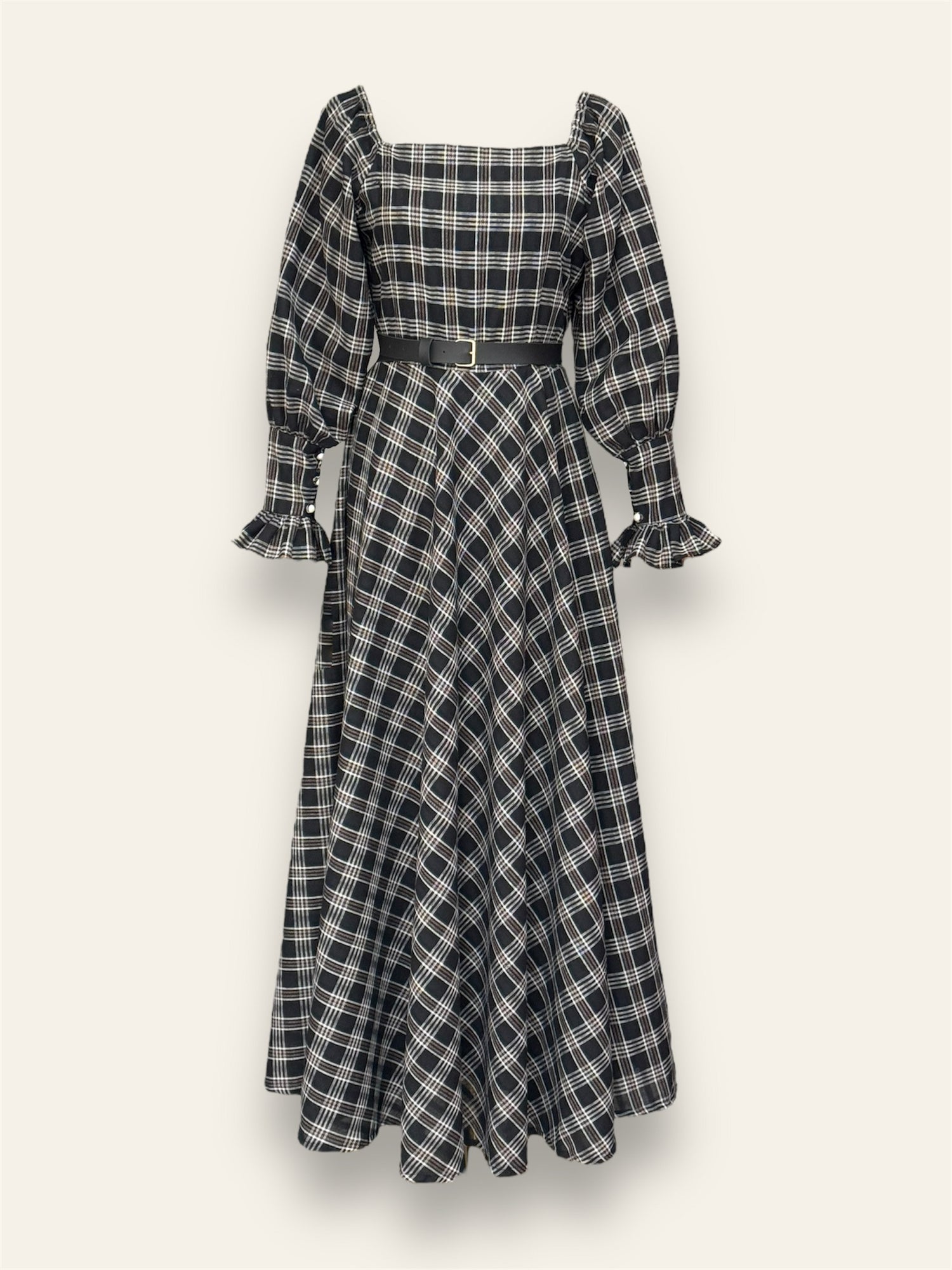 Majesty Black Checkered Long Dress