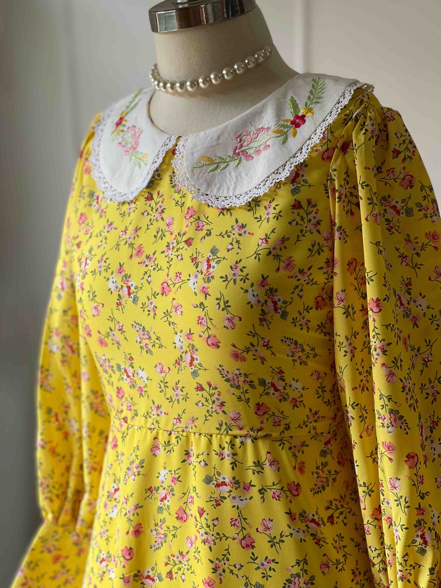 Marigold Embroidered Collar Summer Long Dress