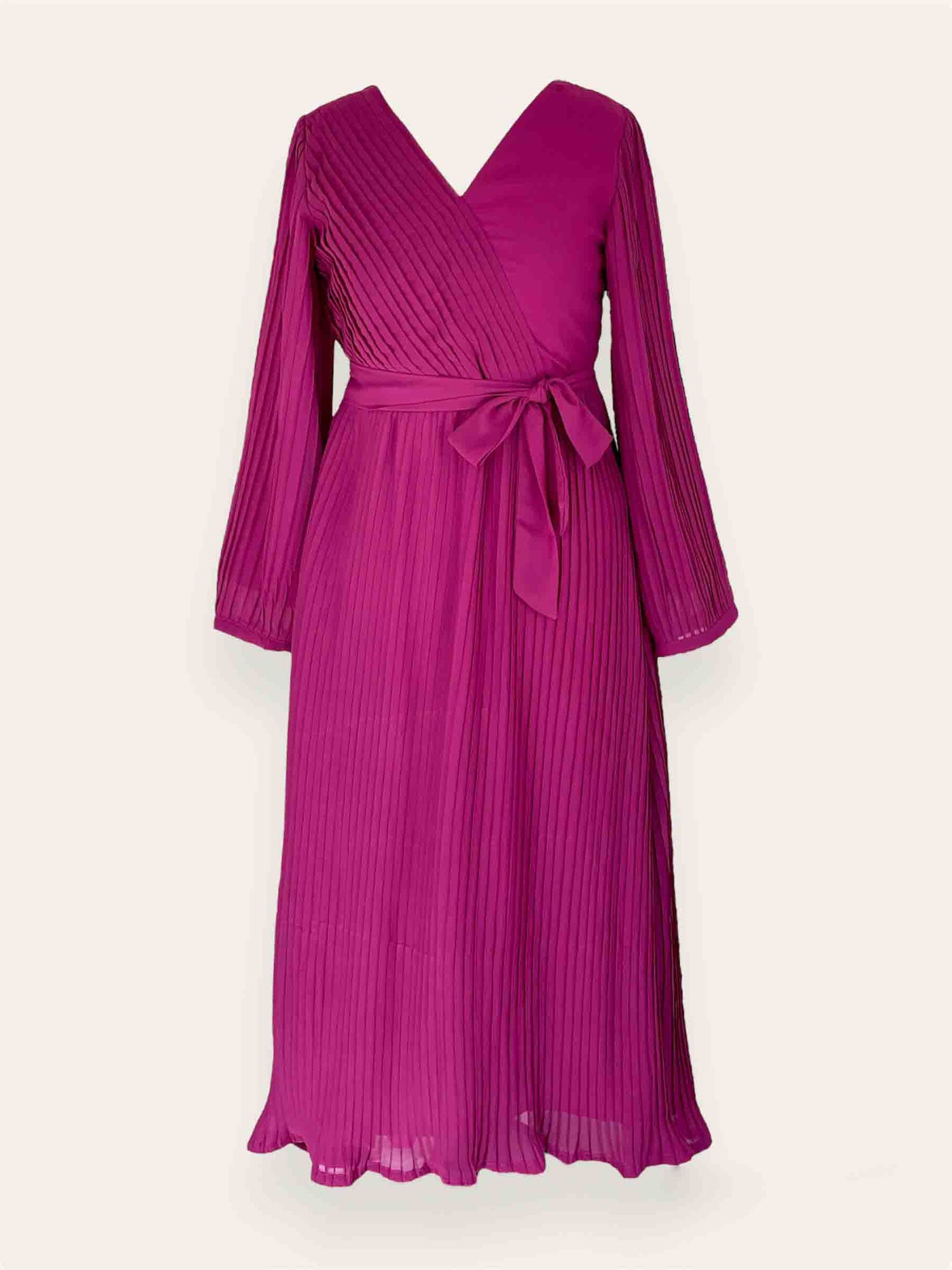 Elegant Plum Dress with Pleated Drape