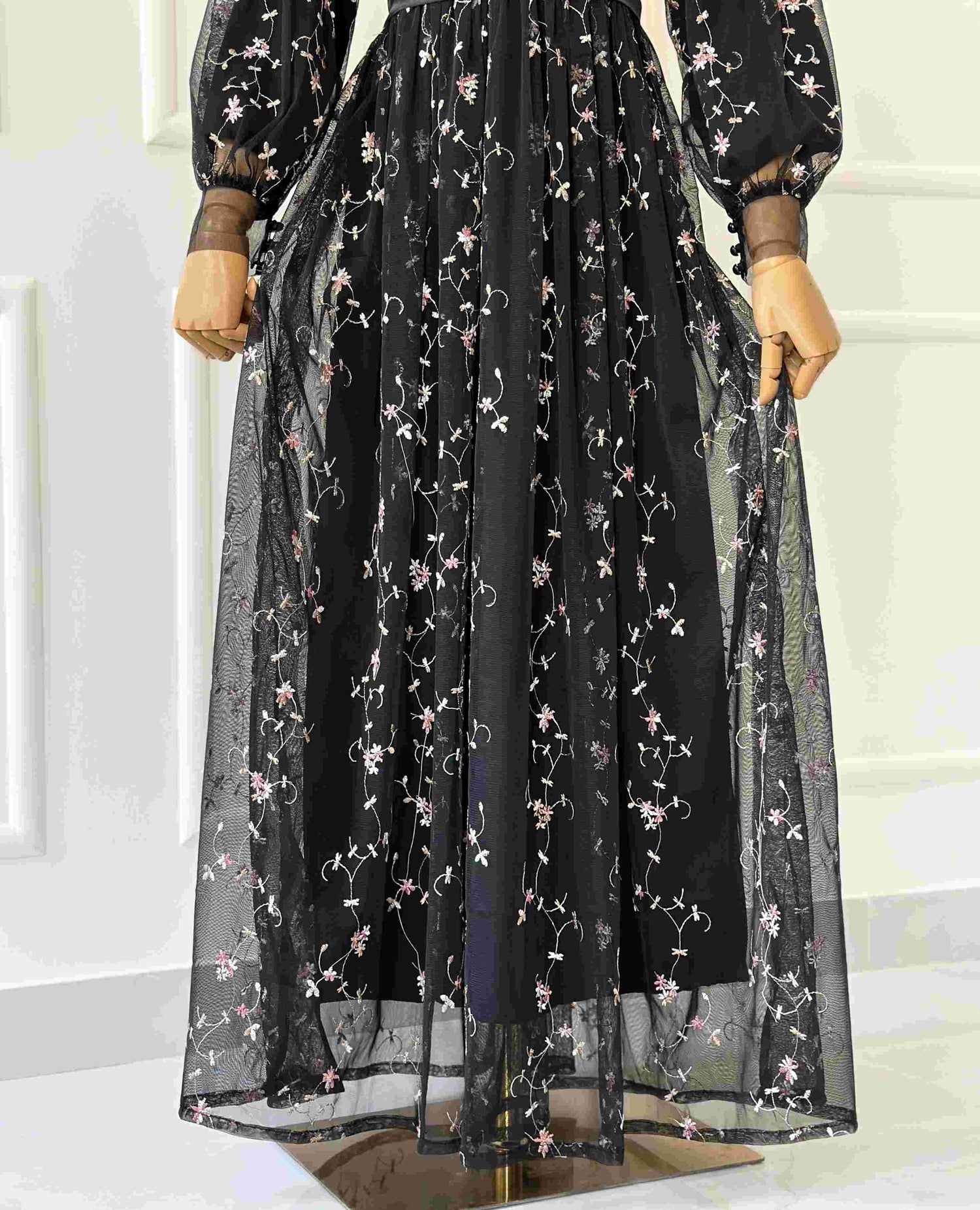 Black Serene Long Net Dress