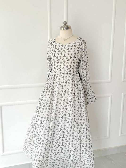 Petal Long Dress with Side Lace-up