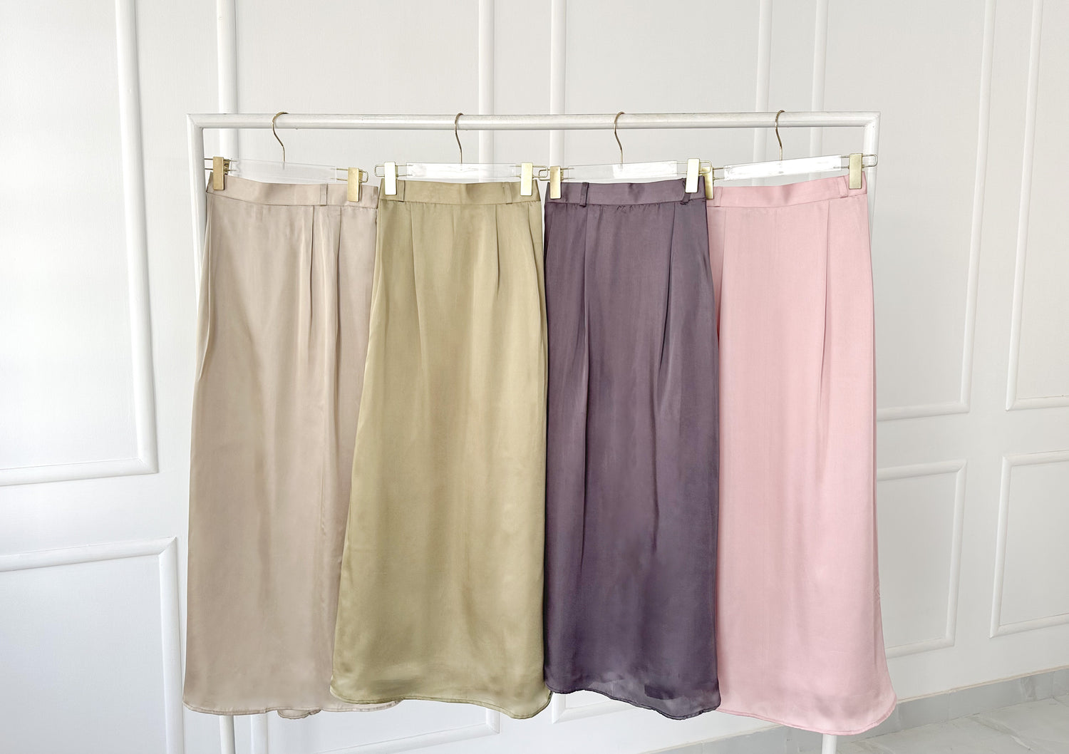 Olive Green Silk Skirt