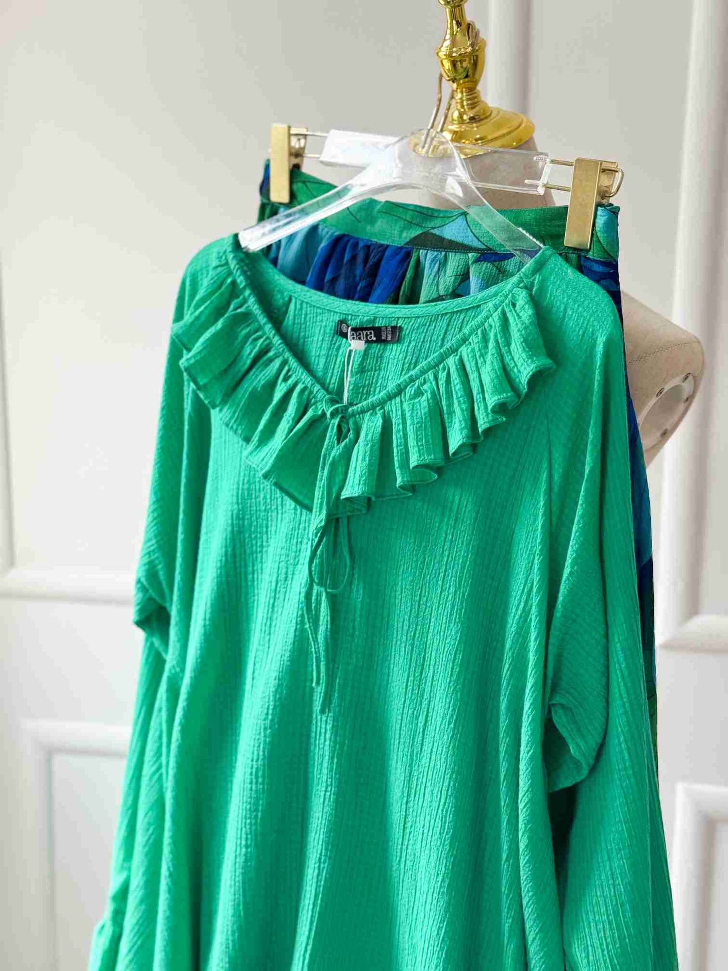 Forest Green Ruffled Top