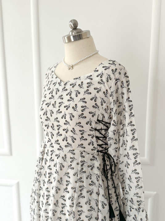 Petal Long Dress with Side Lace-up