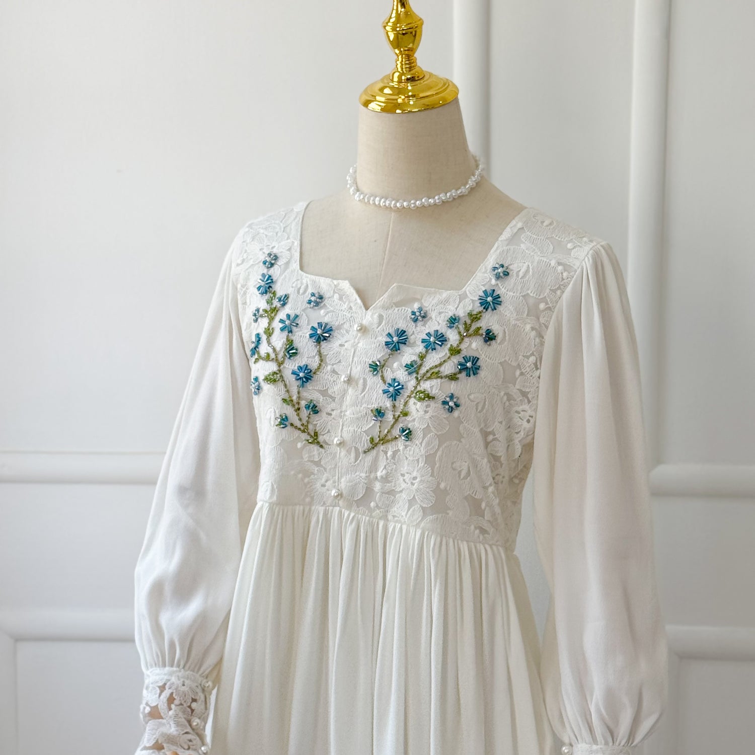 Dove Embroidered Long Dress