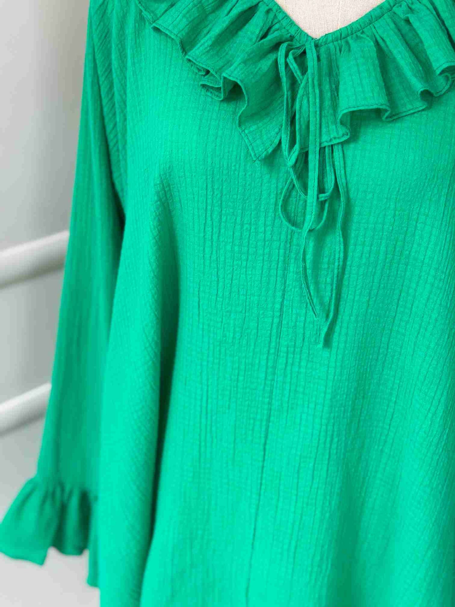 Forest Green Ruffled Top
