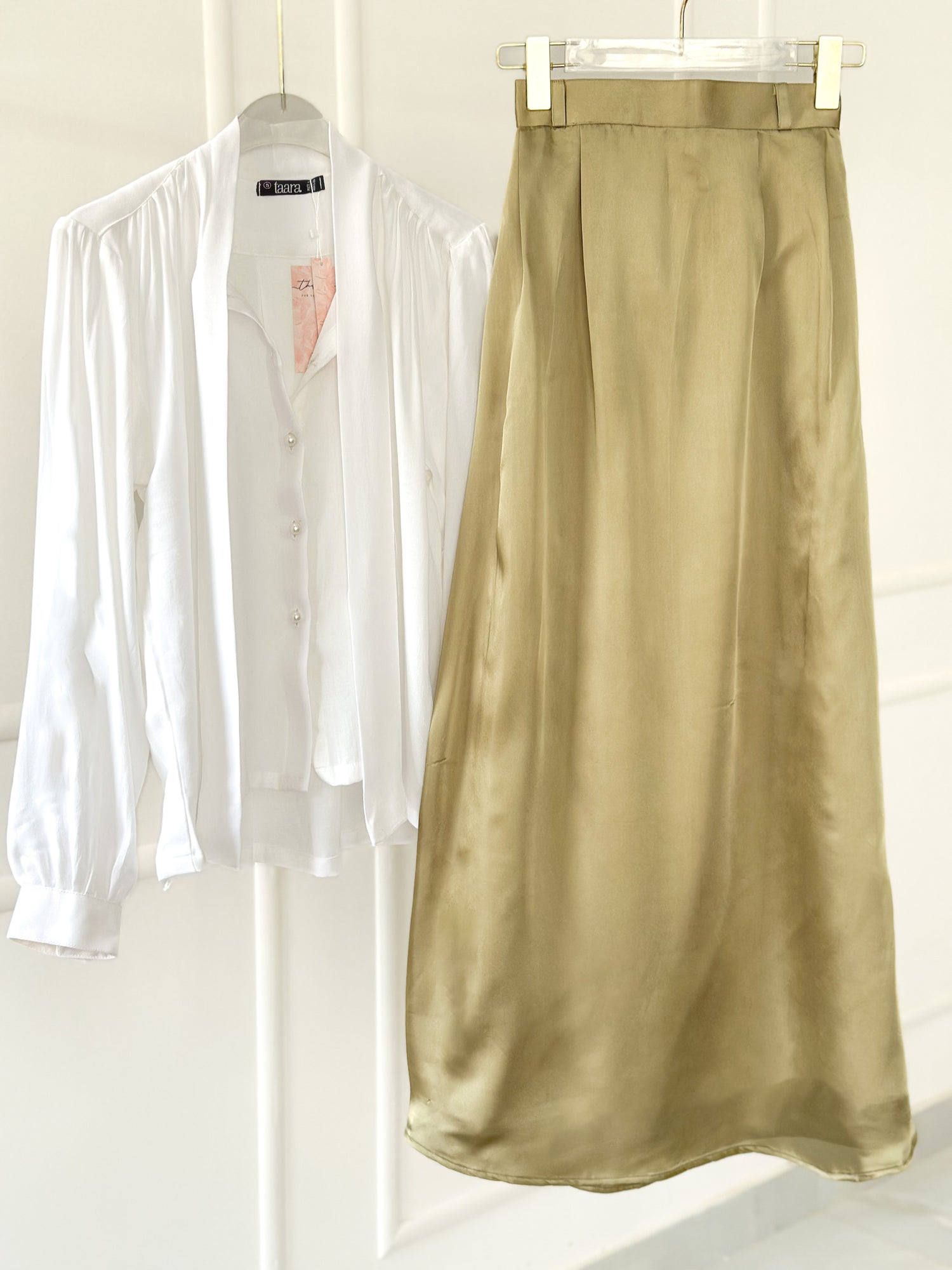 Olive Green Silk Skirt