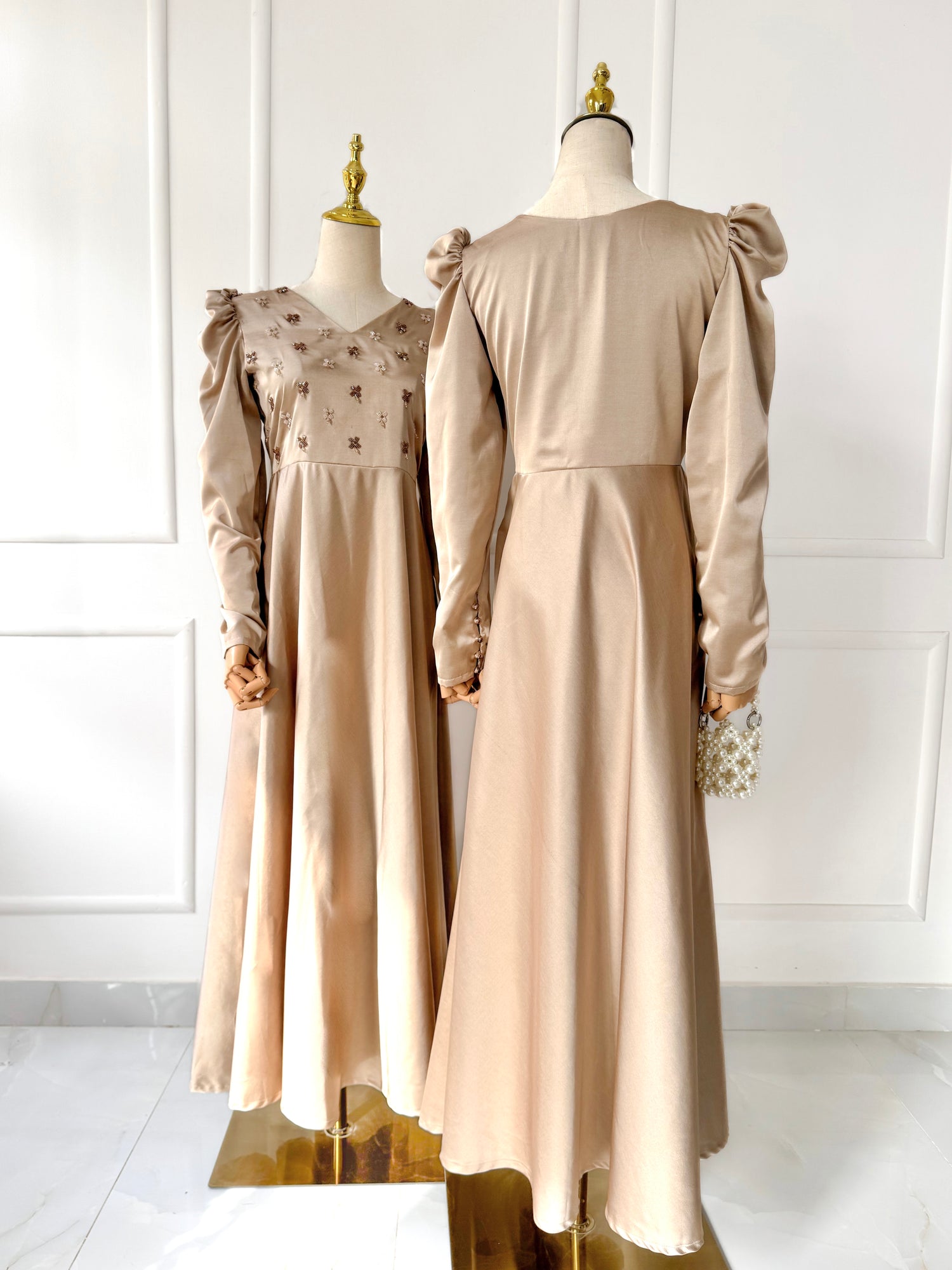 Valencia crystal-embellished long dress