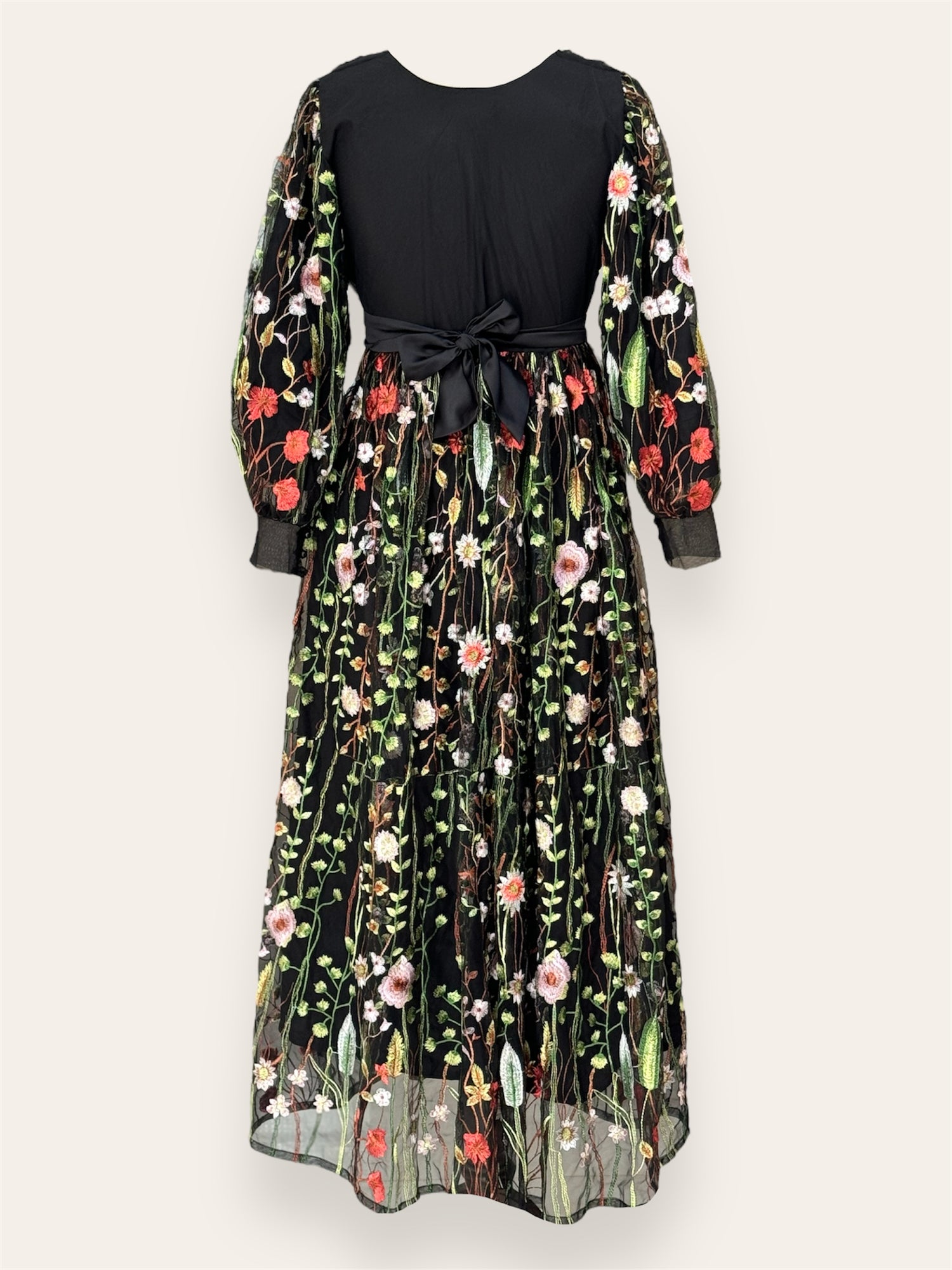 Black Serene Embroidered Long Dress