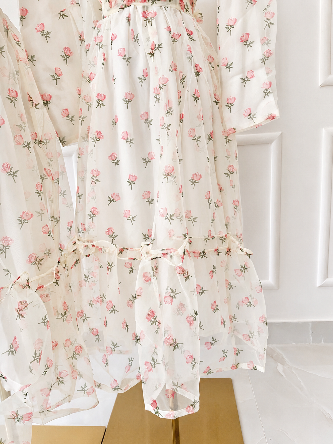 Rose Pleated Body Long Dress