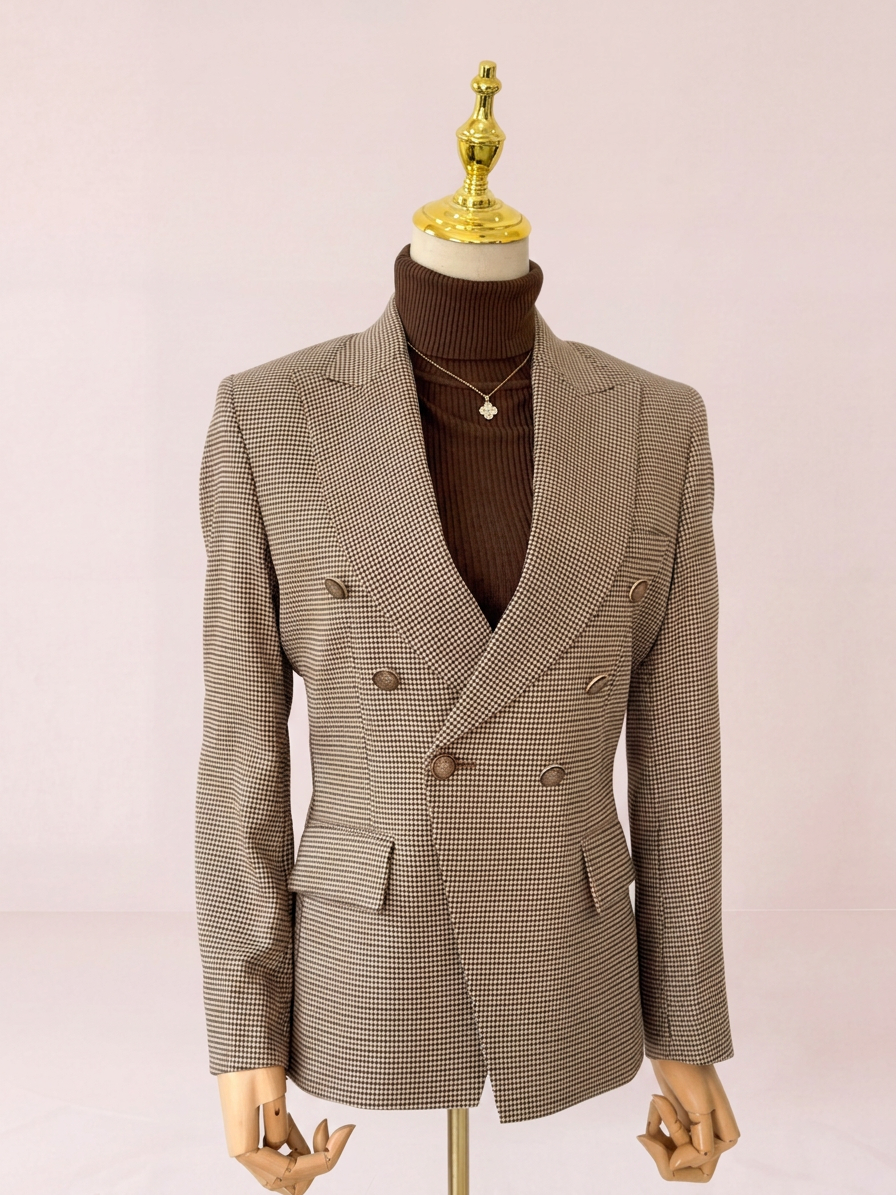 Chestnut Grid Tailored Blazer