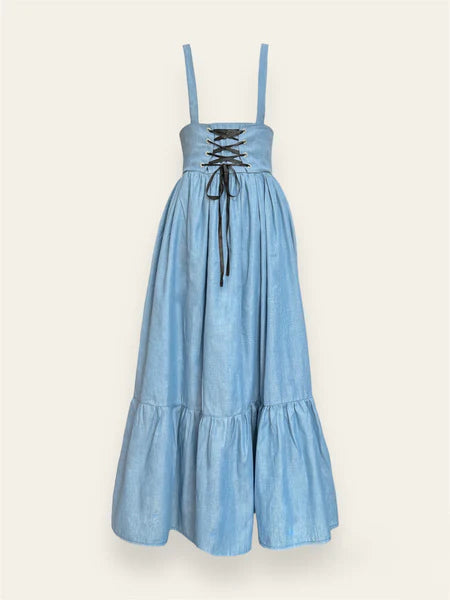 Modest Western Clothing in Pakistan with Taara's Blue Vintage Skirt!