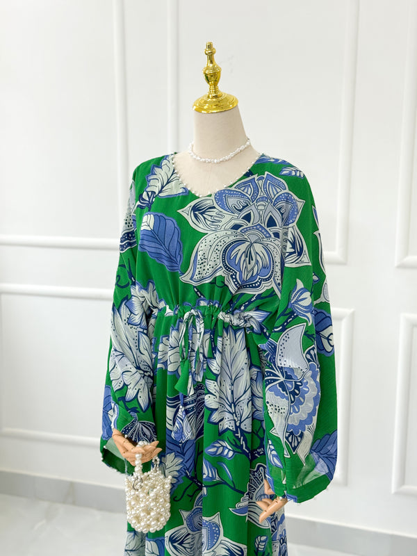 Jade Long Floral Kaftan Style Dress