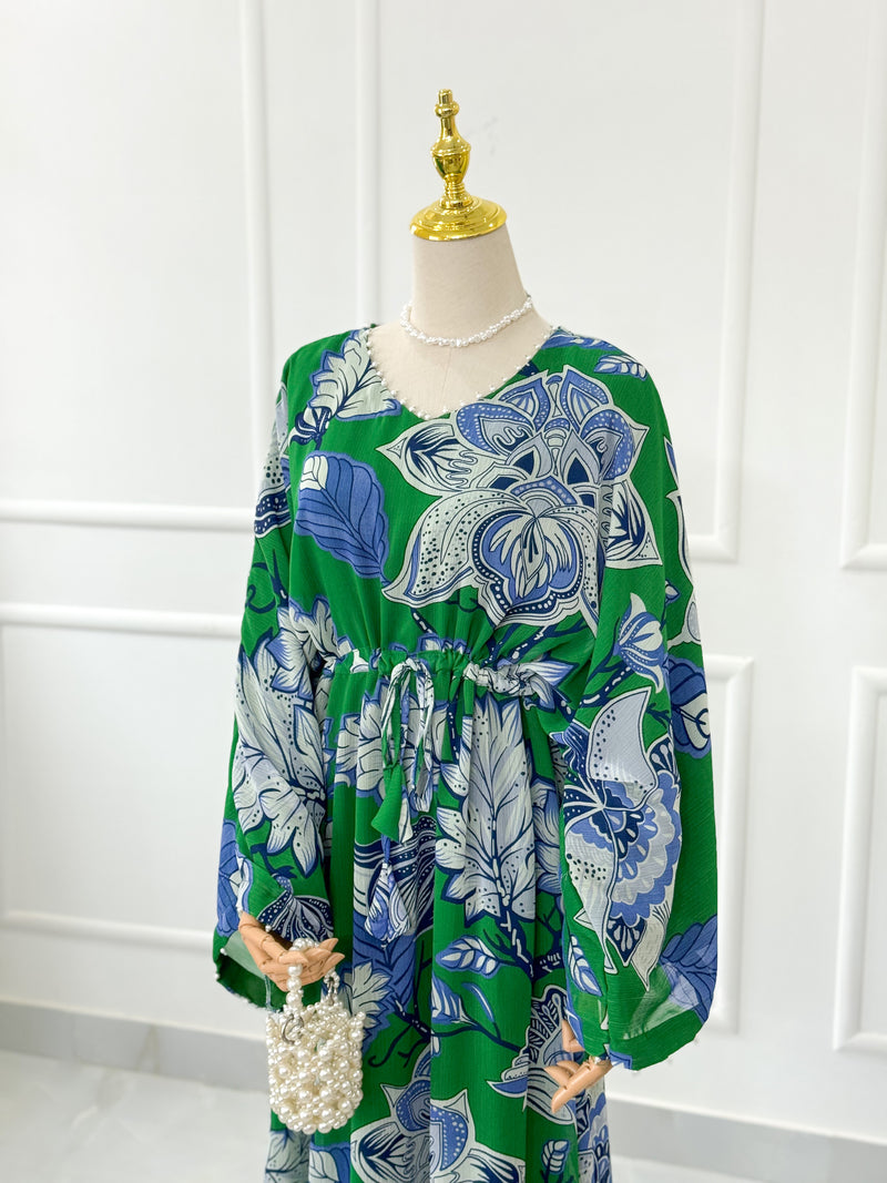 Jade Long Floral Kaftan Style Dress