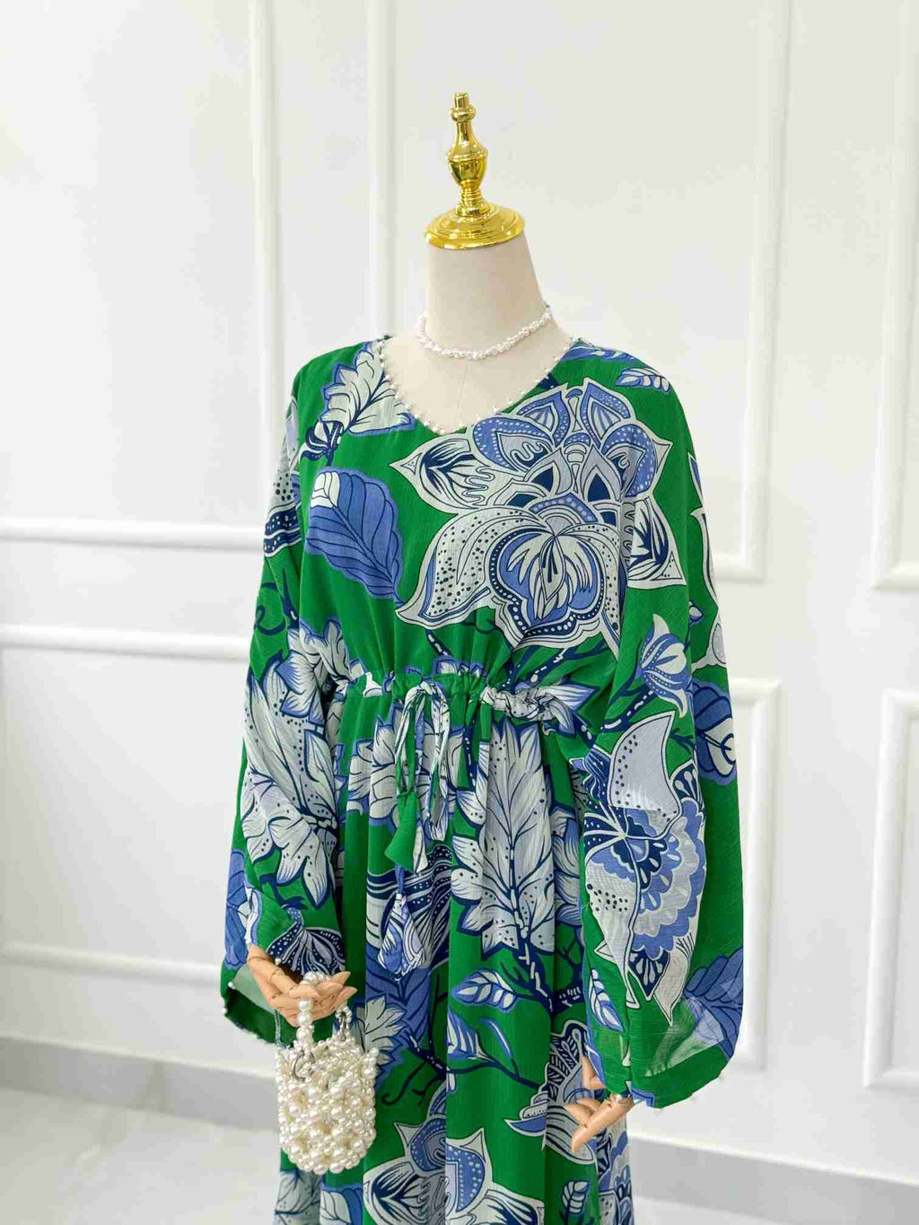 Jade Long Floral Kaftan Style Dress