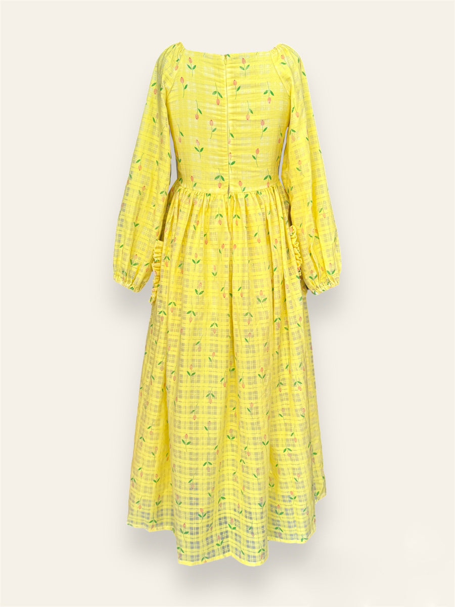 Buttercup Dress – Charming Yellow Floral Elegance