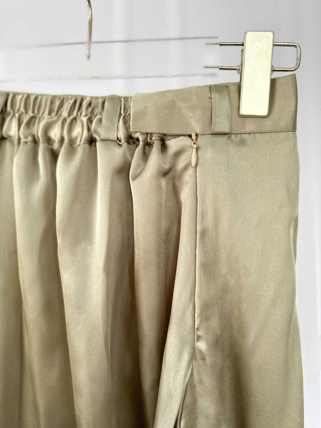 Olive Green Silk Skirt