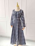 Lira Blue Chequered Long Dress