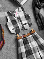 Caramel Two Piece Vest And Skirt Set