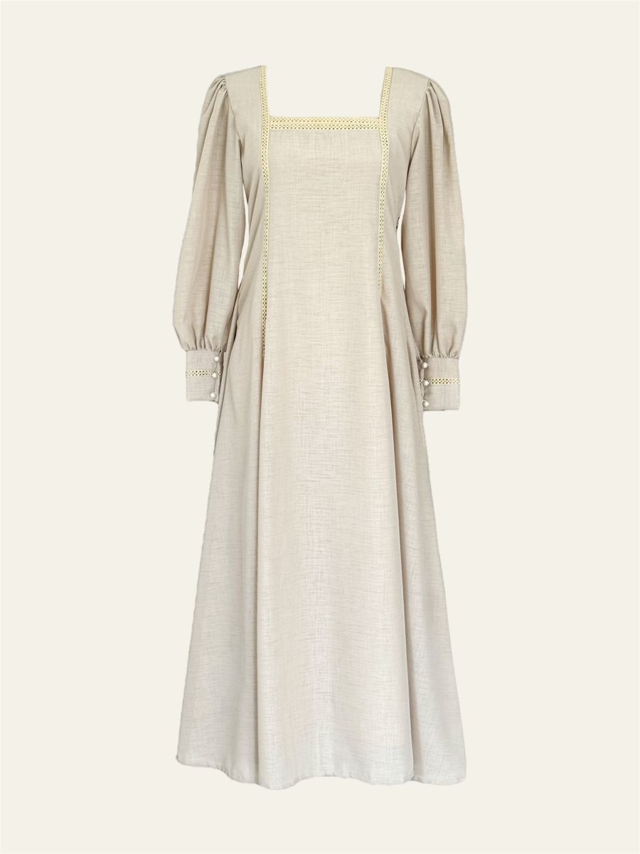 Lama Beige Long Modest Dress