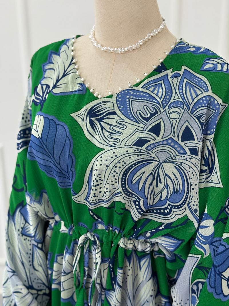 Jade Long Floral Kaftan Style Dress