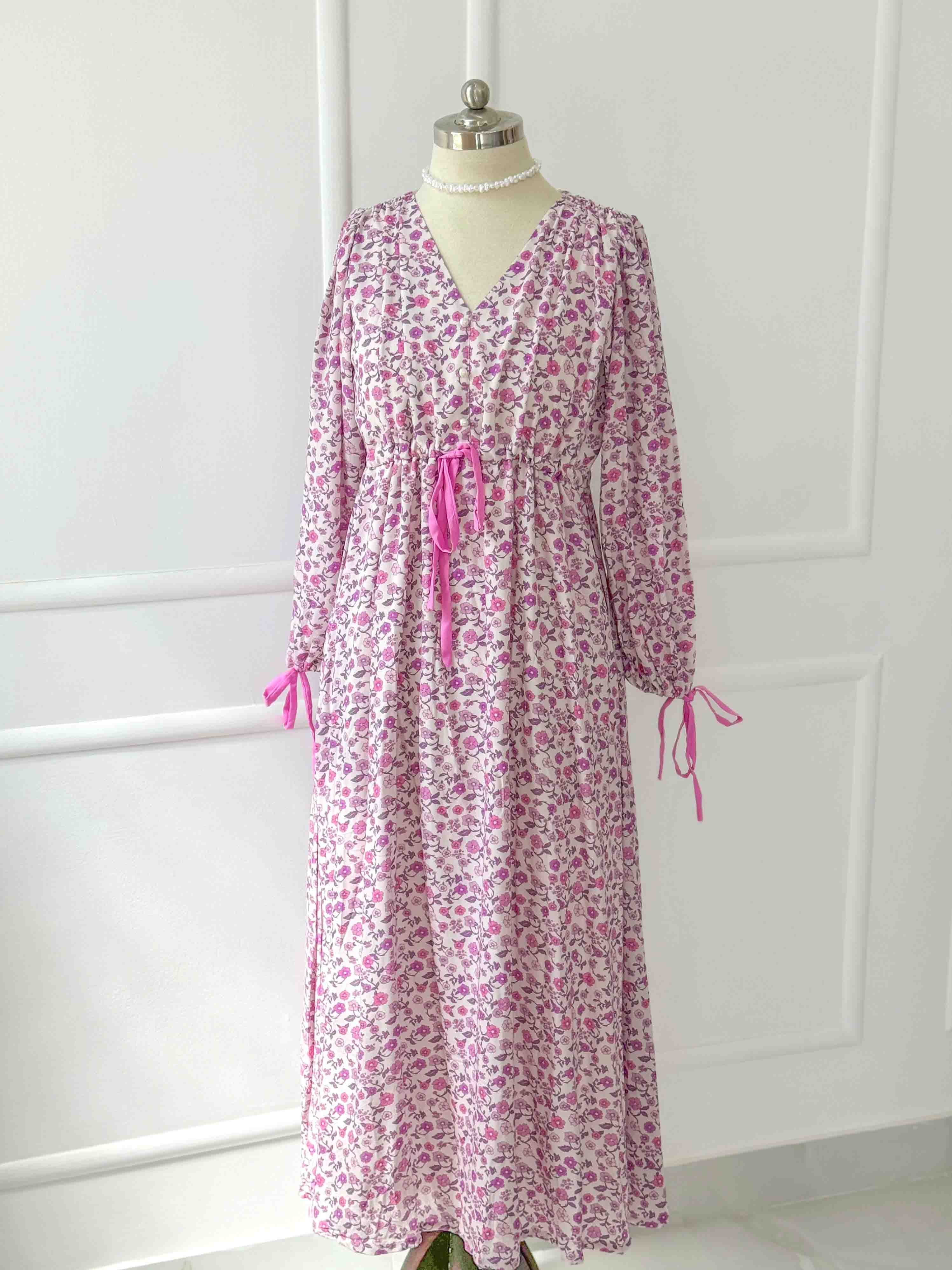 Ariana Floral V-neck Long Dress