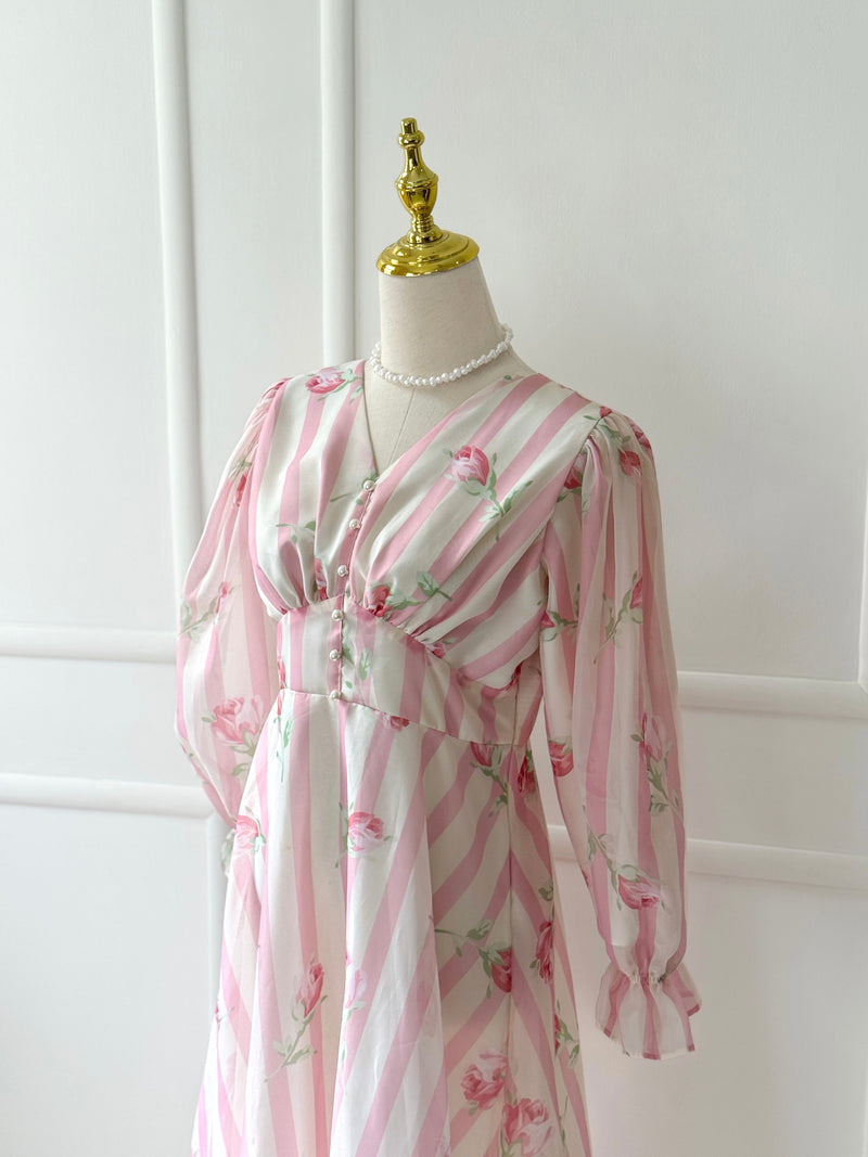 Taffy Pink and White Organza Dress