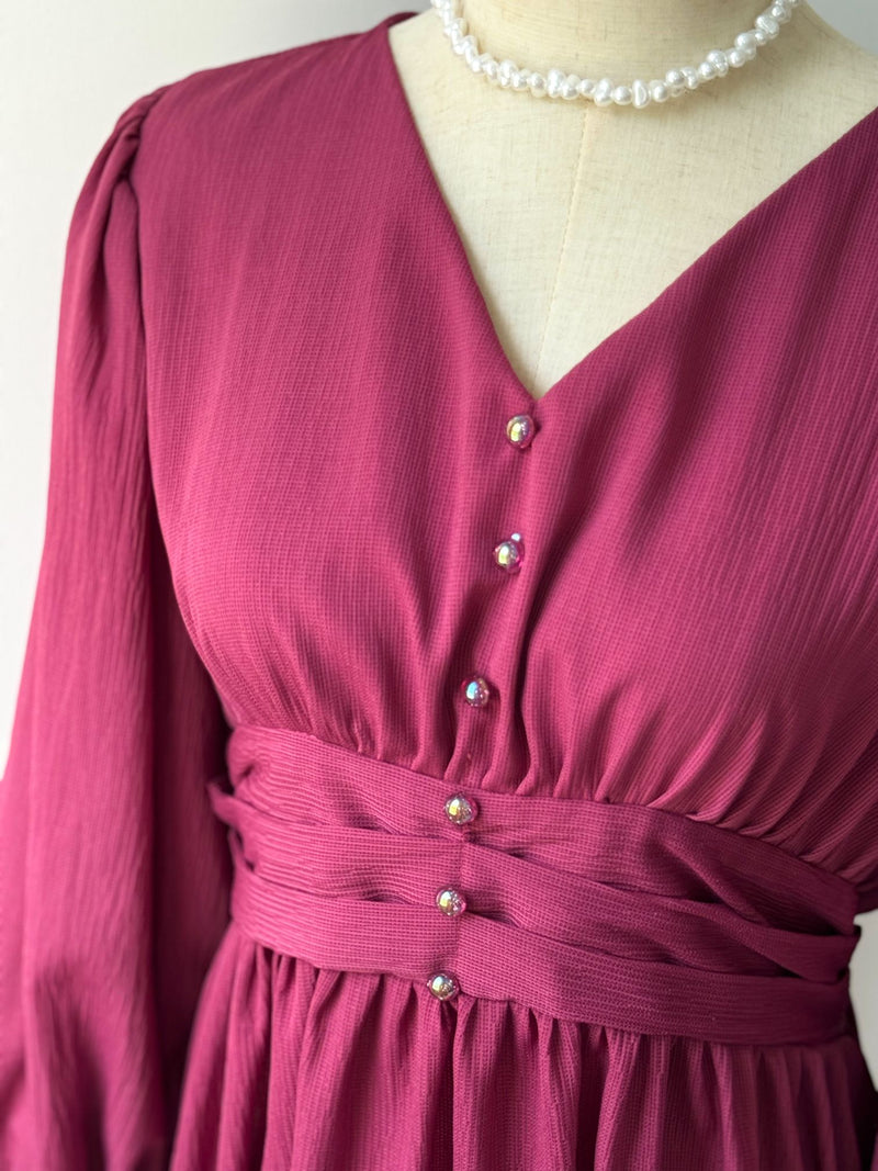 Plum Smoked-back Long Dress