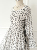 Petal Long Dress with Side Lace-up
