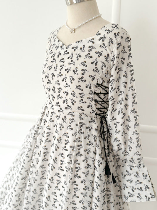 Petal Long Dress with Side Lace-up