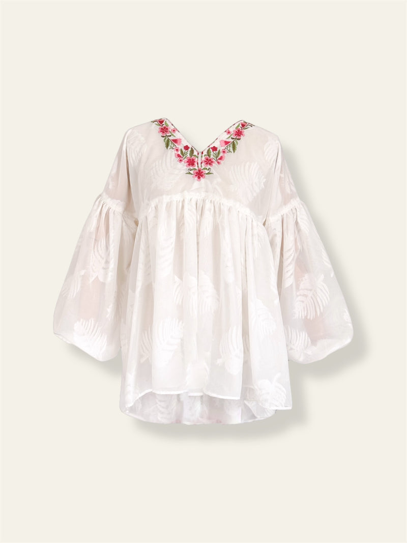 Camellia Embroidered Boho Top