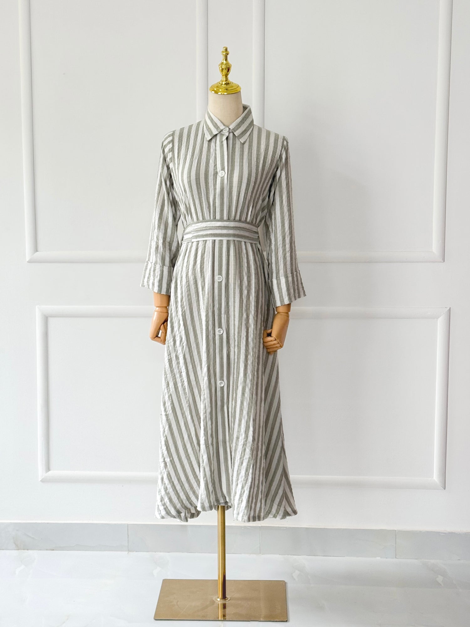 Liora Striped Waist-Tie Dress