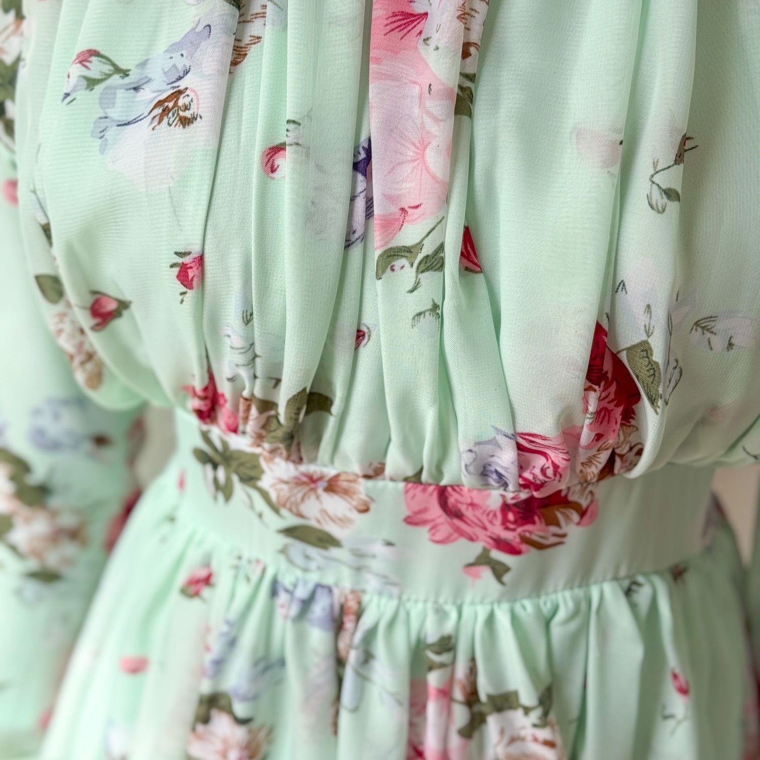 Fleur Mint Floral Long Dress