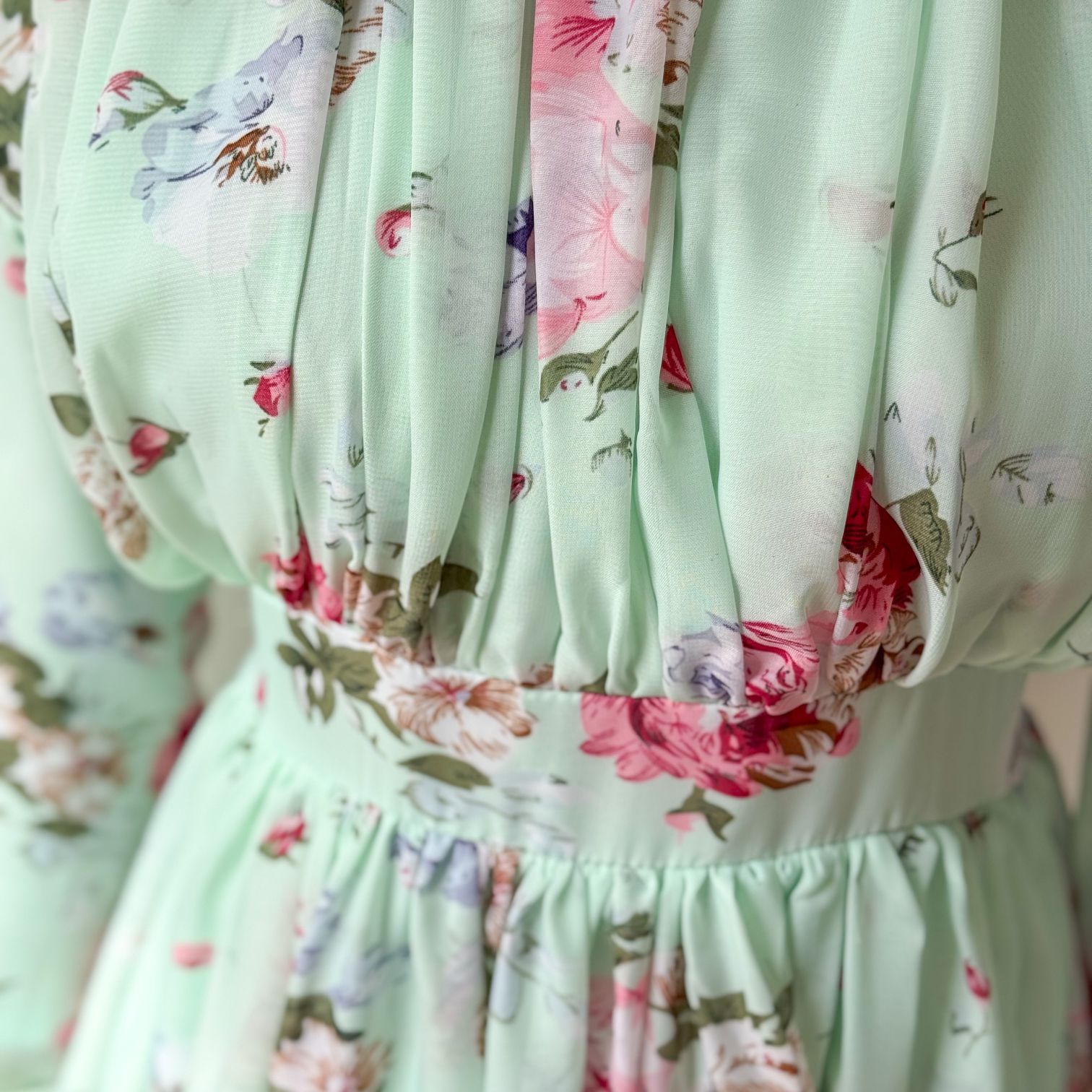 Fleur Mint Floral Long Dress