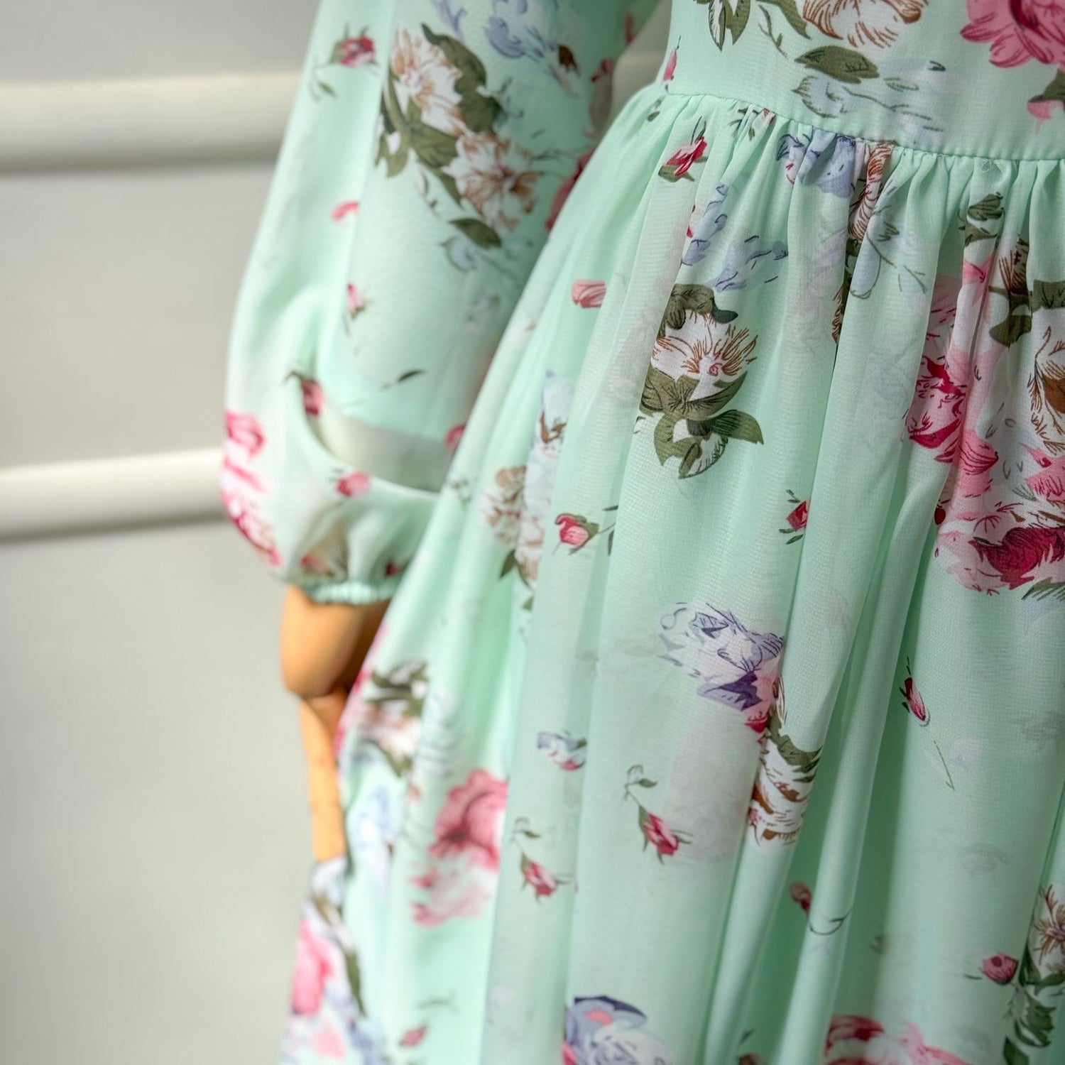 Fleur Mint Floral Long Dress