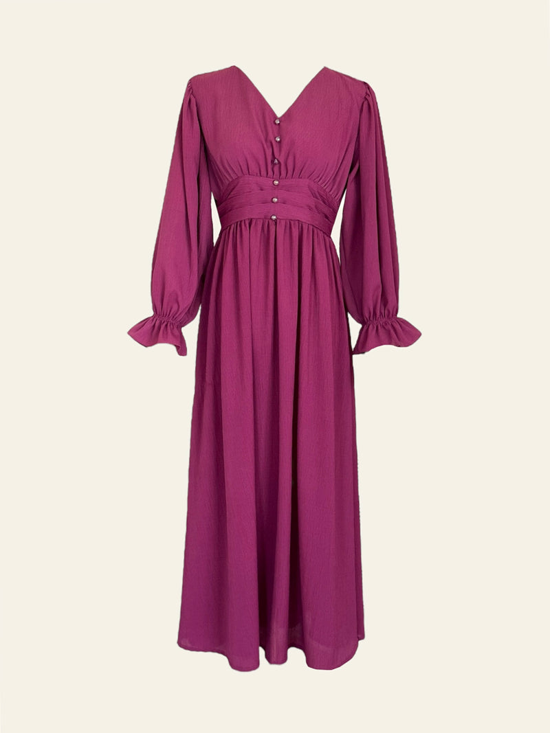Plum Smoked-back Long Dress