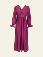 Plum Smoked-back Long Dress