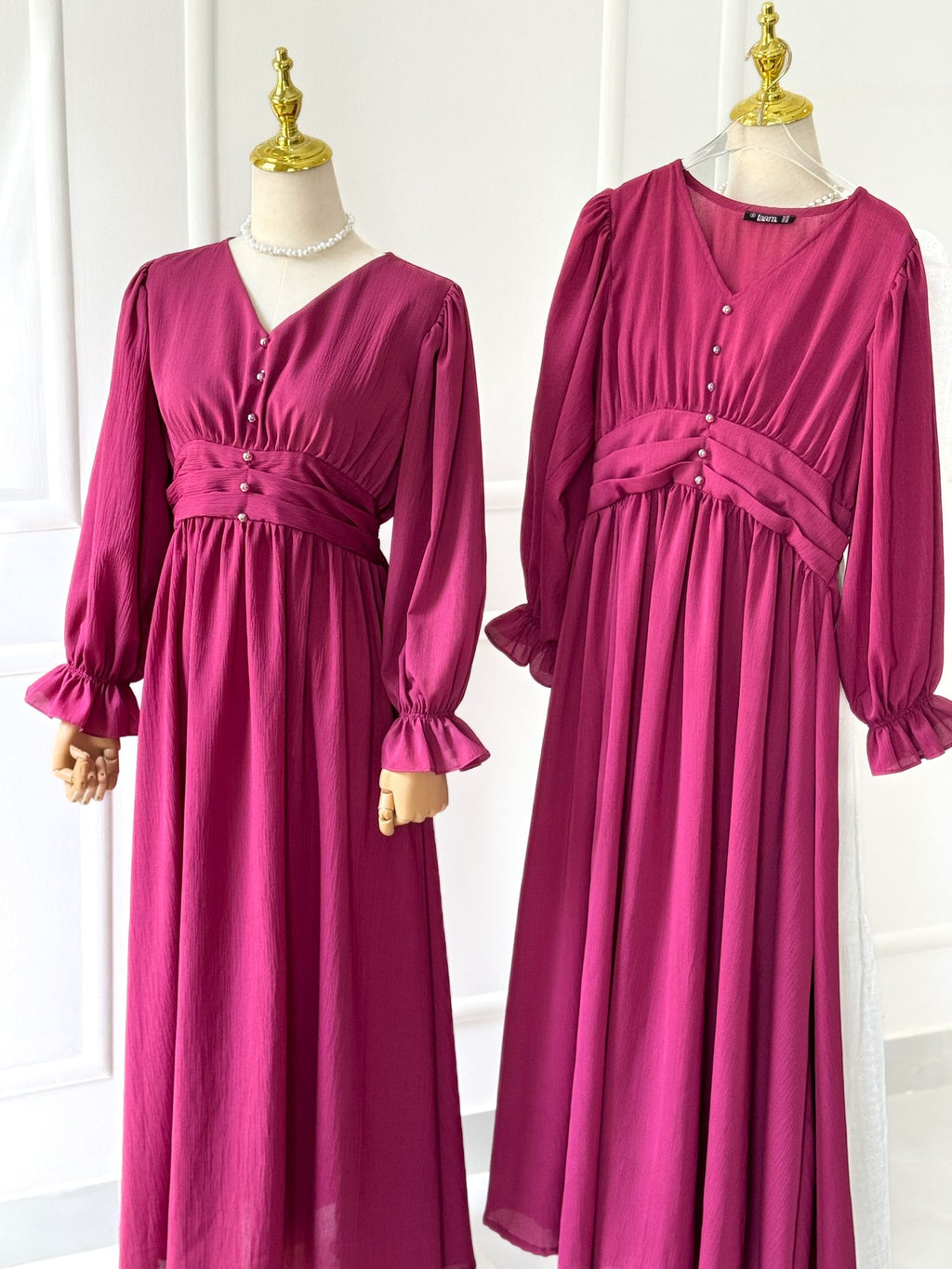 Plum Smoked-back Long Dress