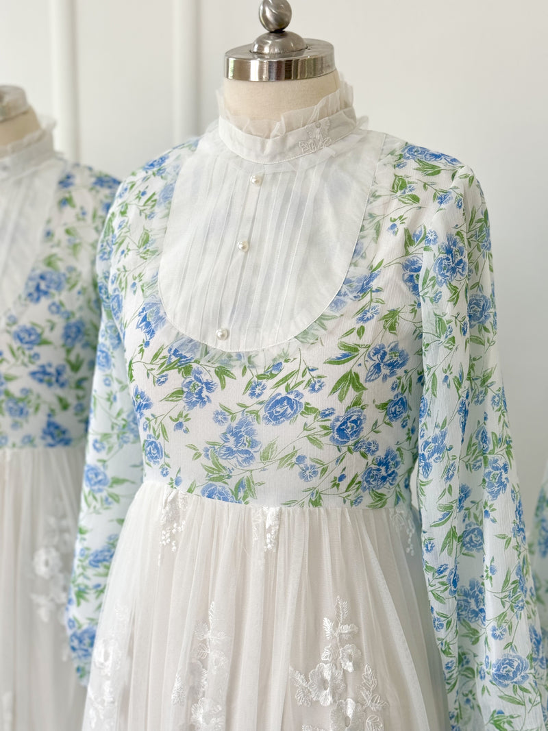 Marina Embroidered Net Long Dress