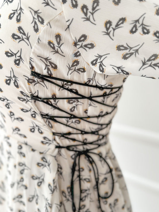 Petal Long Dress with Side Lace-up