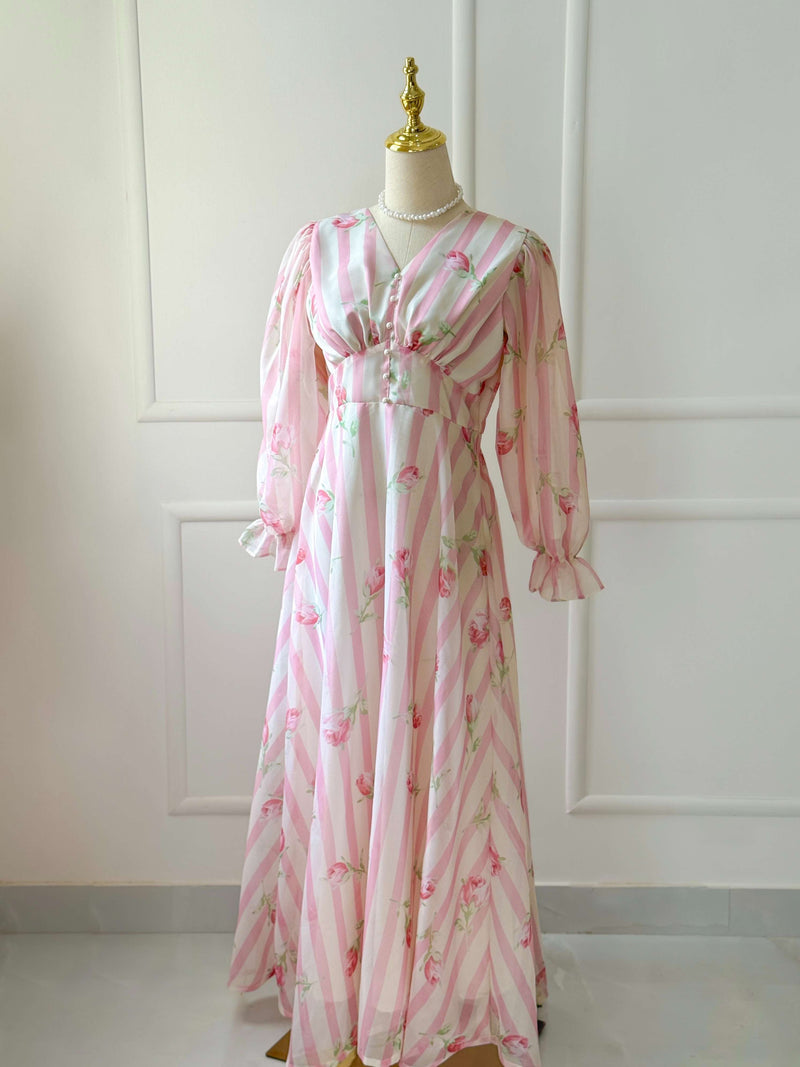 Taffy Pink and White Organza Dress