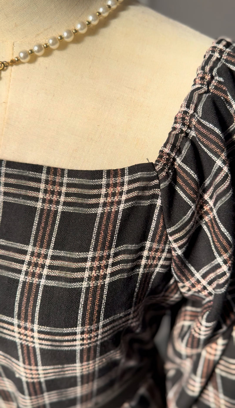 Majesty Black Checkered Long Dress