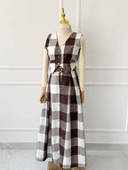 Caramel Two Piece Vest And Skirt Set