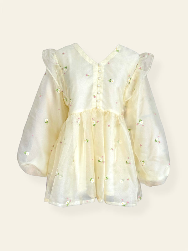 Vanilla Embroidered Baggy Top