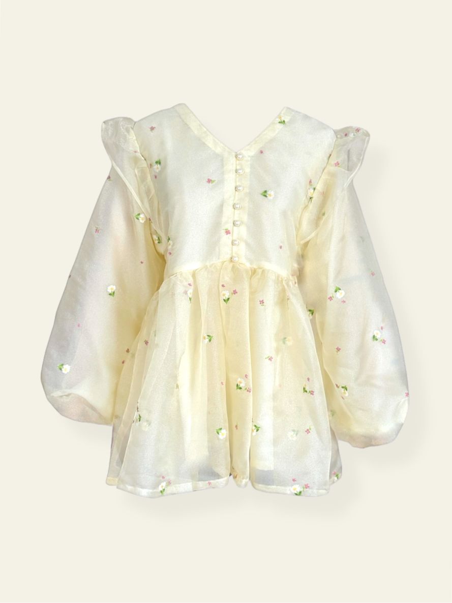 Vanilla Embroidered Baggy Top