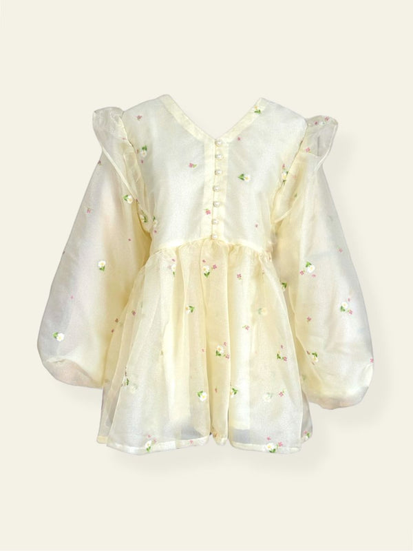 Vanilla Embroidered Baggy Top