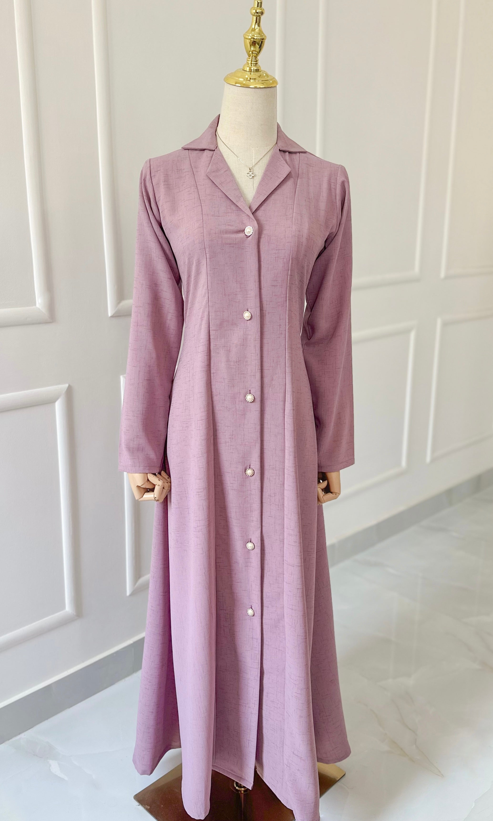 Mauve Solid Long Dress
