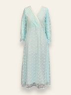 Sky Embroidered Net Long Dress