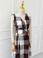 Caramel Two Piece Vest And Skirt Set