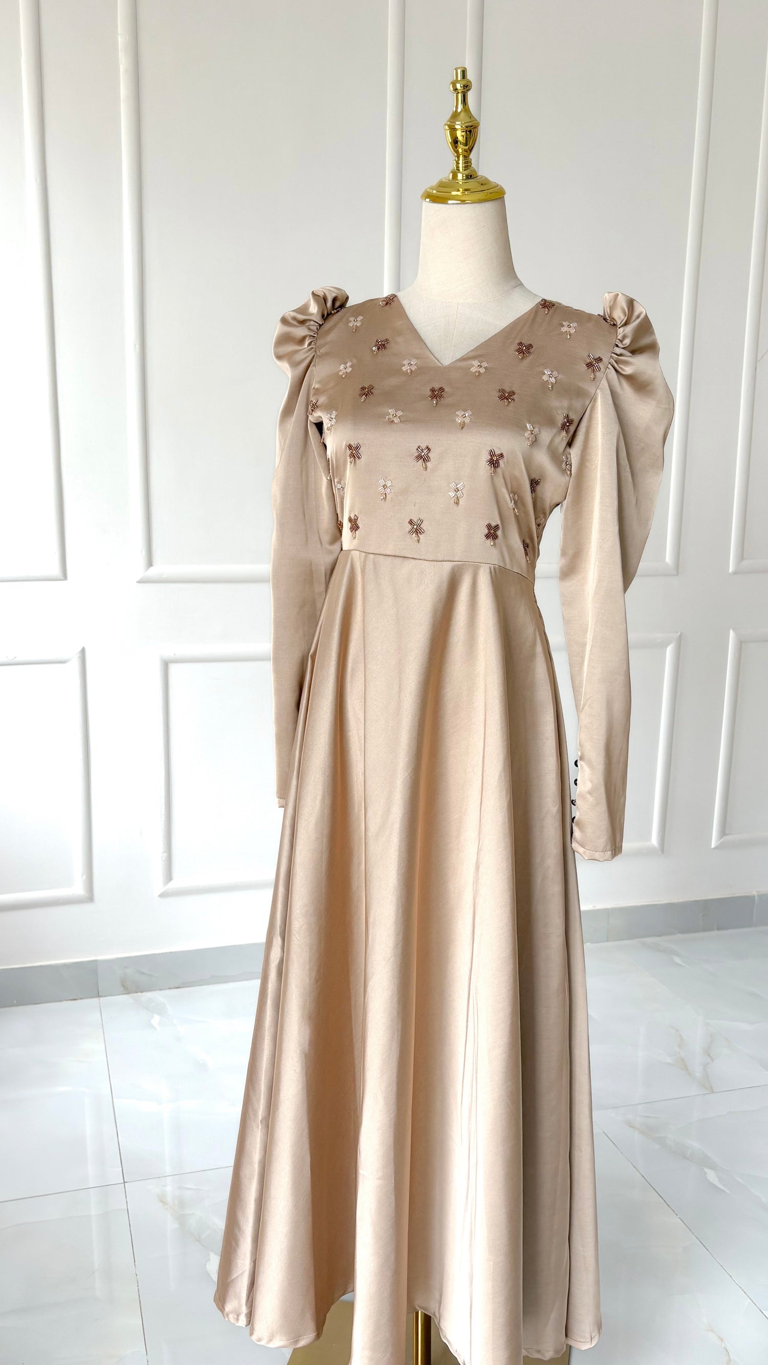 Valencia crystal-embellished long dress